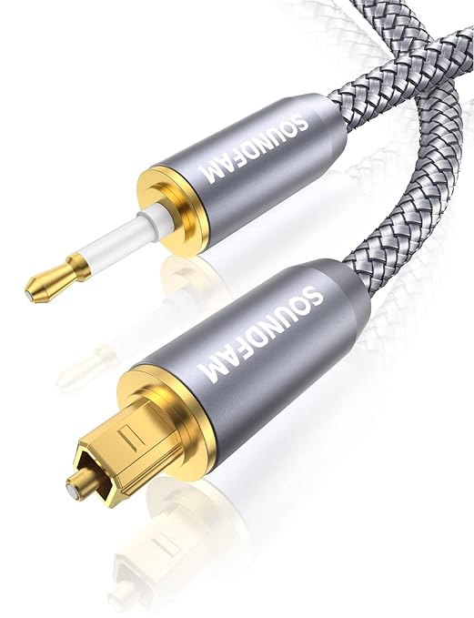Toslink to Mini Toslink Cable Optical Audio Cable for Soundbar.Attention:Cannot Convert Analog Signals to Digital,Not A 3.5mm AUX Plug (3feet/1M)