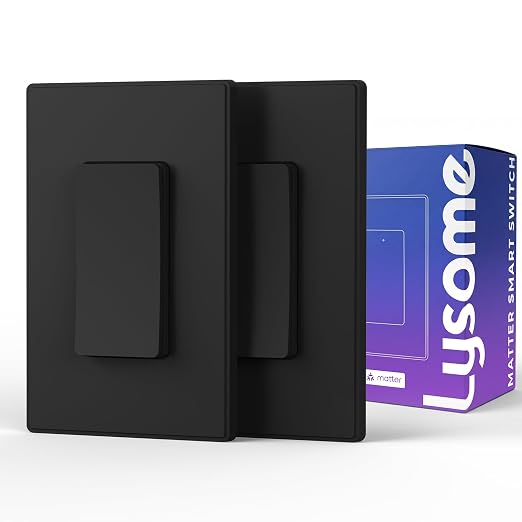 Matter Smart Light Switch, Voice Control Smart Wall Switches Compatible with Alexa & Google Assistant, APP Control and Timer Schedule, Neutral Wire Required, 3 Way, 2.4GHz Wi-Fi, Black, 2 Pack