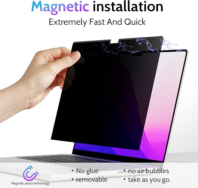 Peslv Magnetic Privacy Screen for Macbook Air 13.6/13 Inch (2022-2026, M2, M3, M4, M5), Removable Matte Anti Glare Blue Light Protector Private Security Filter for 13.6inch Mac Laptop Computer
