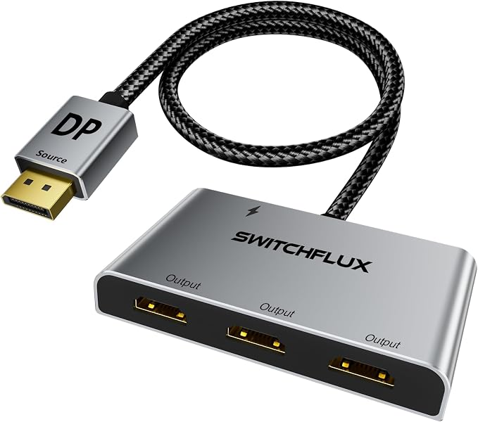 DisplayPort to HDMI Splitter for 3 Monitors Adapter |4K@60Hz| HDMI Splitter Extended Display 1 in 3 Out MST Hub for Multiple Monitor Compatible with PC,NVIDIA/AMD Graphic Card