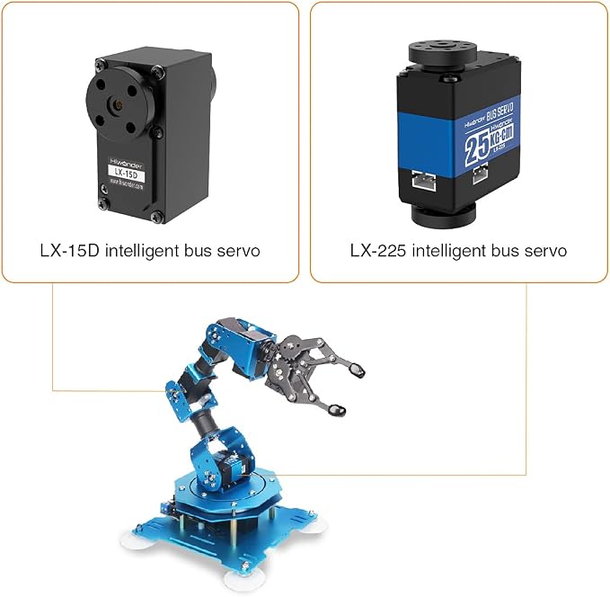 Robotic Arm for Arduino Coding Programming 6DOF Hiwonder-xArm1S STEM Educational Building Robot Arm Kits, 6 AXIS Full Metal Robotic Arm Wireless Controller/PC/App/Mouse Control Learning Robot
