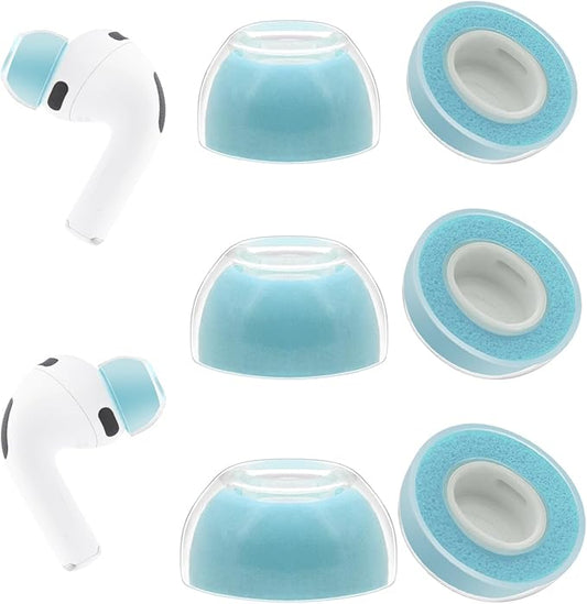 Klowcok Replacement Ear Tips for AirPods Pro 3 (3rd Generation 2025), Memory Foam Eartips with Premium Soft Silicone, Anti-Slip Eartips 3 Pairs (S/M/L) (Blue)