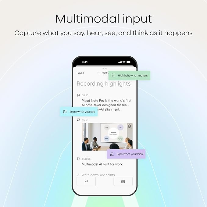 Plaud NotePin Voice Recorder, AI Voice Recorder, AI Note Taker, AI Transcribe & Summarize, Support 112 Languages, for Meetings, Lectures, Professionals, Teams, Cosmic Gray, Non-S Version