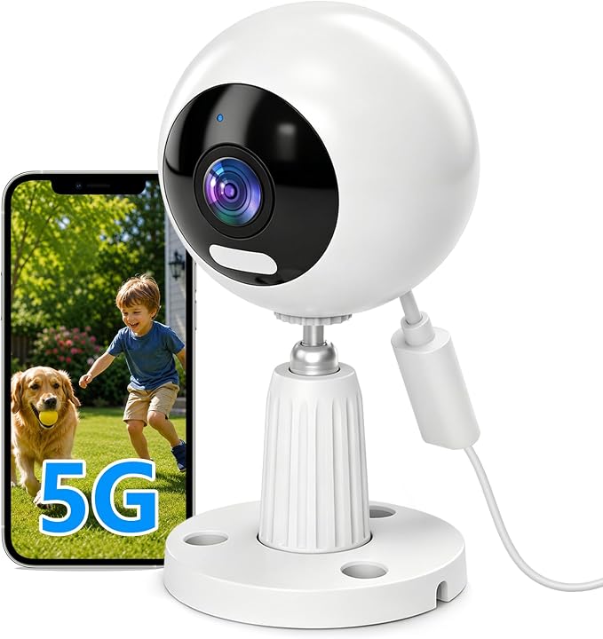 Cameras for Home Security, 3MP Security Camera Indoor Outdoor with Motion Detection, Color Night Vision, 5G/2.4G WiFi, 2-Way Audio, Baby Monitor, Pet Camera, Plug-in WiFi Camera, SD/Cloud