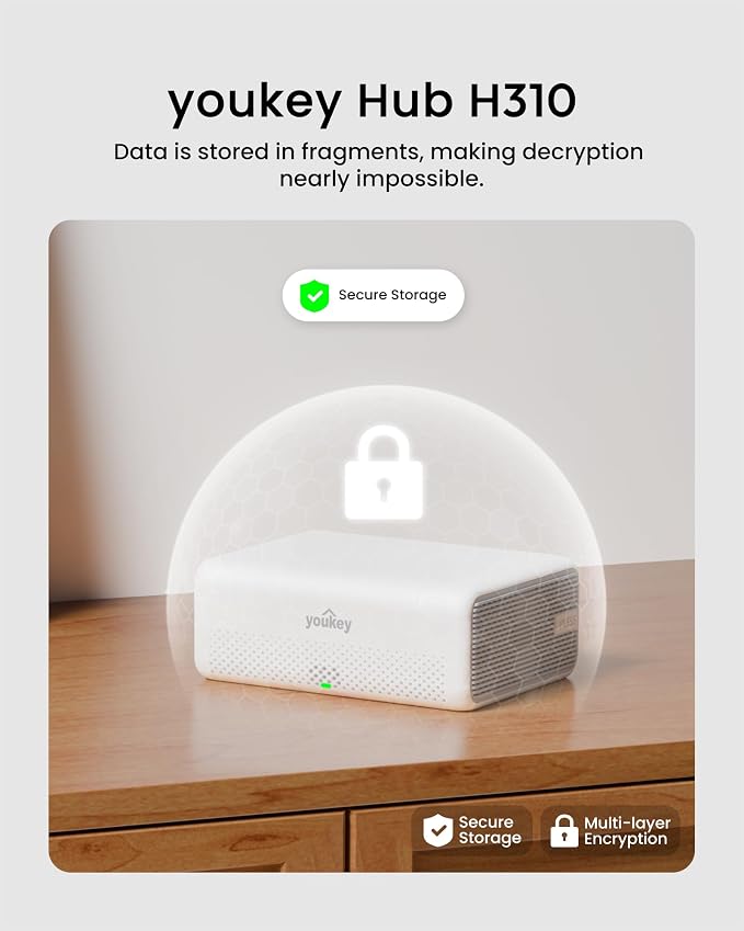 youkey Hub H310, No Monthly Fee, Surveillance Video Recording Hub with Advanced Encryption, AI Facial Recognition, Cross-Camera Tracking, 16GB Local Storage, 16TB Expandable, 2.4G WiFi/Ethernet