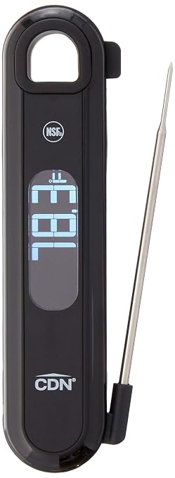 CDN DTF572 ProAccurate® Digital Thermometer - Folding Thermocouple Thermometer - Backlit Easy to Read Display - Stainless Steel Thin Tip Probe, Black