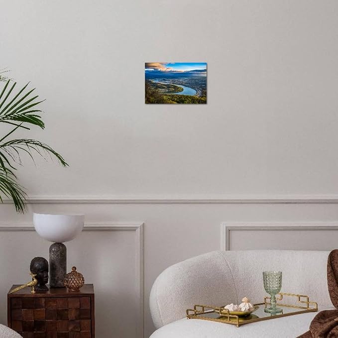 ART.COM Wall Photographic Print Drone Aerial View of Downtown Chattanooga Tennessee TN and Tennessee River, 18" x 12"