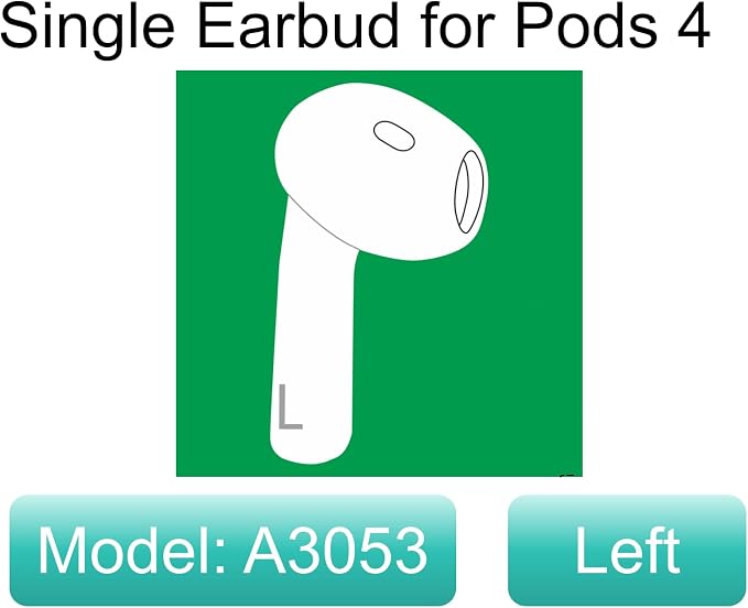 Meenova One Left Earbuds Replacement A3053, OEM A3050 for Legit Pod 4 (4th Generation), Single Left Ear Side Only, Compatible with Original Air 4 A3058 Charging Case (Not for ANC Version), Used Pods
