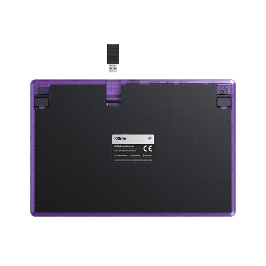 8BitDo All-Button Arcade Controller for Switch & Windows – 3 Connection Modes, Low-profile Linear Switches, 4 Programmable Buttons, Hot-swappable PCB - Transparent Purple Signature Edition