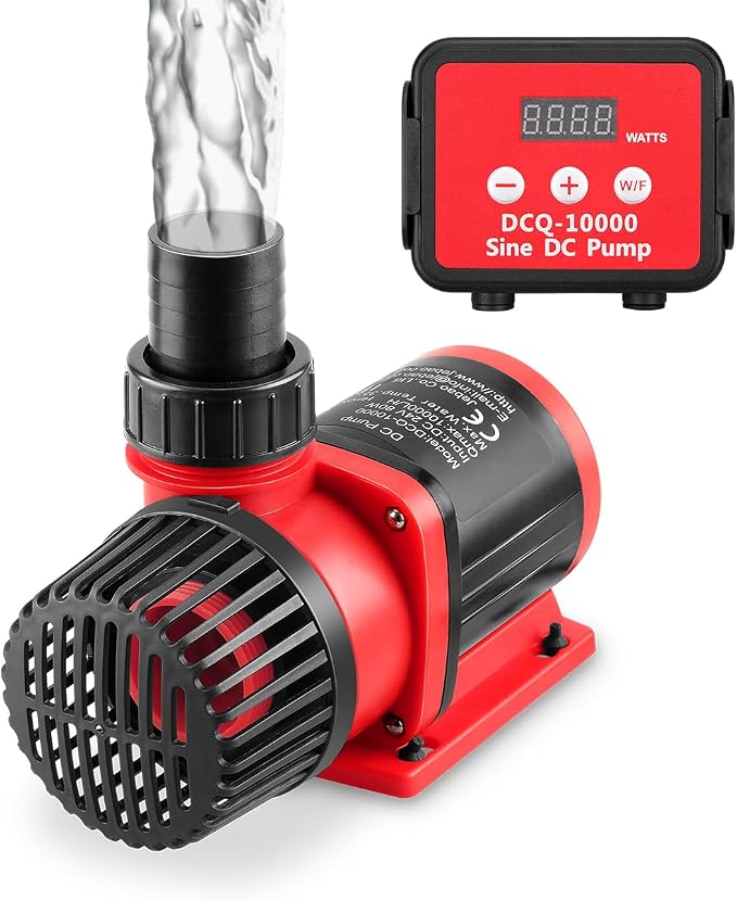2640GPH 80W Aquarium DC Retrun Pump With LCD display Controller,DC24V 18FT Lift Controllable water pump for fresh and marine water fish tank,100 speeds ECO Quiet inline and submersible pump