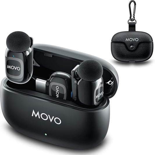 Movo NanoMic Dual USB-C Wireless Microphone for iPhone 15/16/17 and Up, Android, iPad Pro & Laptops – Wireless Lavalier Mic for USB-C Smartphones & Devices, Great for Vlogging & TikTok