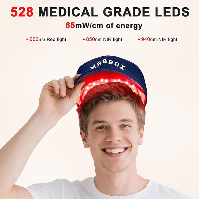 Red Light Therapy for Hair Growth for Men & Women,Red Light Hair Growth Cap,Full-Scalp Coverage,At-Home Scalp Care, Father‘s Day Gift Idea,Blue Cap