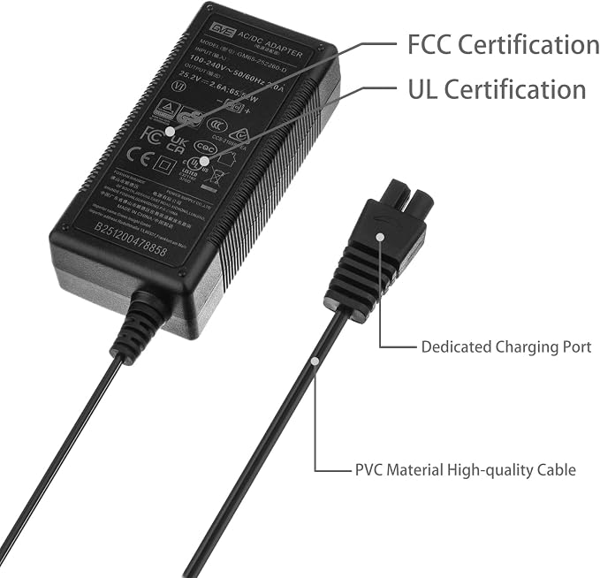 25.2V 2.6A Charger AC Adapter GM65-252260-D for WYBOT C1 Pro C1 MAX Robotic Pool Vacuum Cleaner