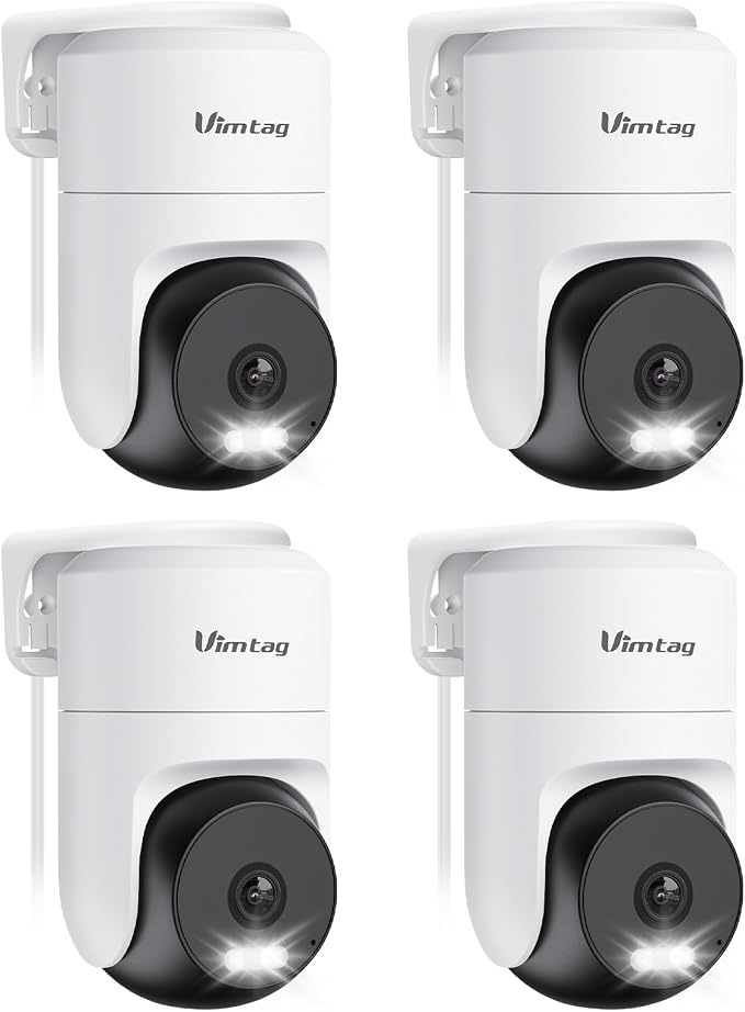 VIMTAG 2.5K 4MP Outdoor Security Camera, Pan/Tilt WiFi Home CCTV Camera, 360° View & Motion Tracking, Color Night Vision, 2-Way Audio, AI Detection Alarm, IP66, Cloud & SD Card Storage, Works w/Alexa
