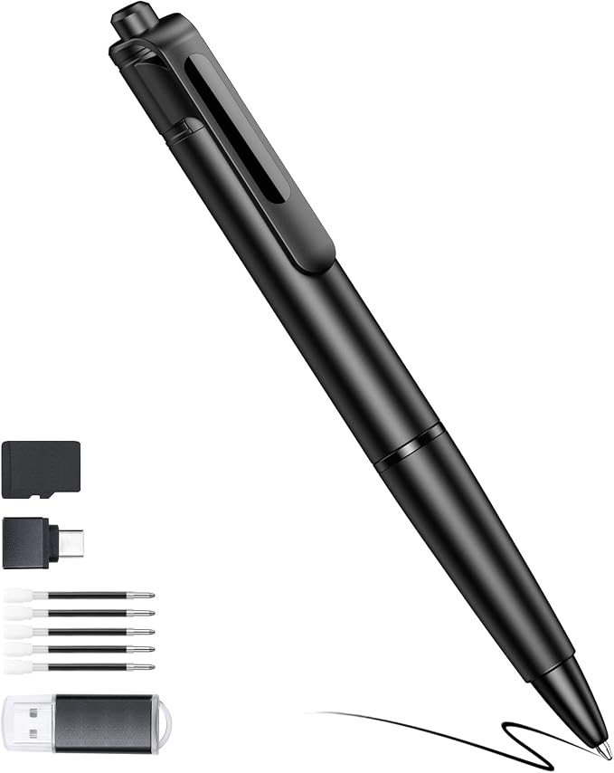 2.7K Small Cam Security Camera, 64 GB Portable Camera Pen, Mini Cam Pen (Glossy Black)