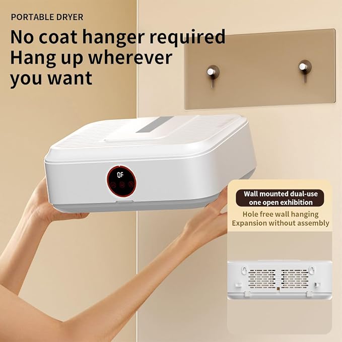 Portable Clothes Dryer Mini Dryer for Apartment RV Travel Dorm Portable Laundry Dryer Small Compact With Fast Drying Adjustable Timer Quiet Operation Remote Control-White