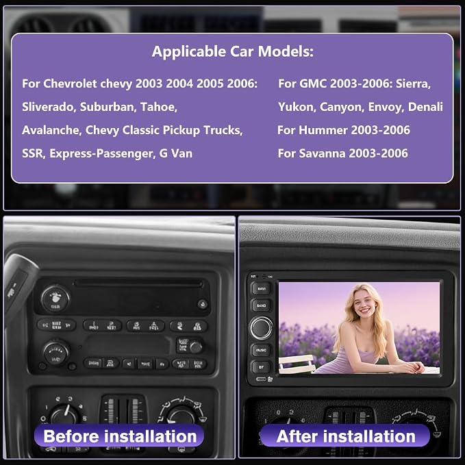 Android 15 Car Radio Stereo for 2003-2006 Chevrolet Chevy Silverado Impala Tahoe GMC Sierra Yukon with 4G RAM 64G ROM Backup Camera Wireless Carplay Android Auto GPS FM Bluetooth