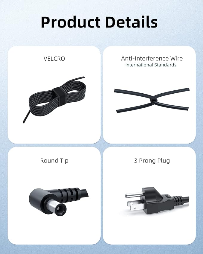 19.5V Power Cord Fit for Sony X800H XBR-43X800H XBR-49X800H XBR-49X800G XBR43X800H XBR49X800H XBR49X800G X800H 43" 49" TV AC Charger Adapter Supply
