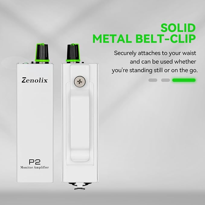 P2 Portable in Ear Monitor Amplifier, Headphone Amp with XLR/TRS Inputs 3.5mm Output, Headphone Amplifier with Durable Belt Clip, Stereo/Mono Switch for Drummers, Guitar, Keyboardists