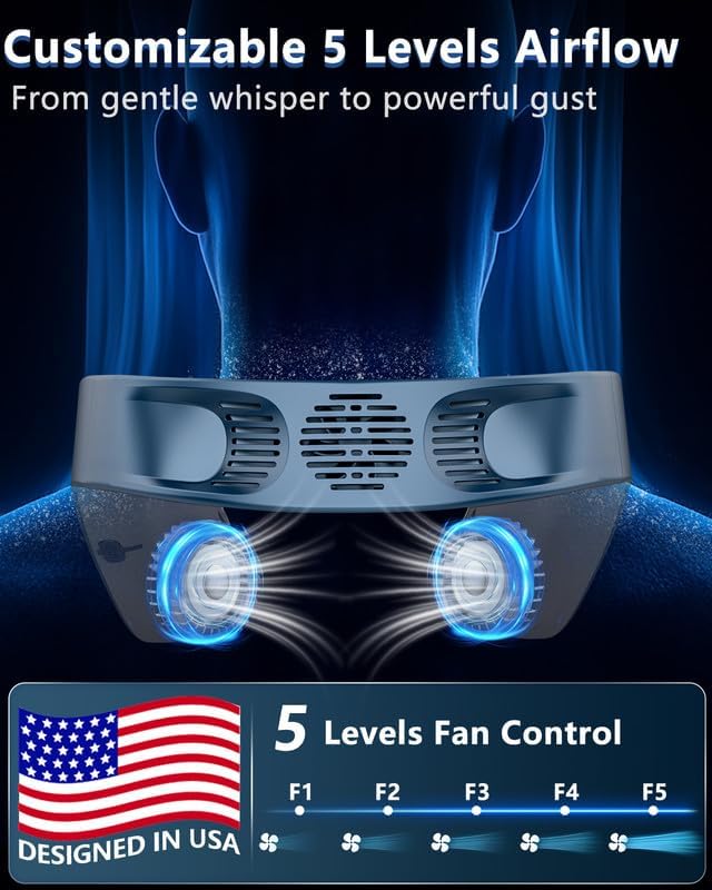 Neck Air Conditioner with Cooling Plate,Portable Neck Fan Air Conditioner,Recargable Long Life Bladless Personal Fan for Neck,Silent Headphone Round Conditioning Unit Gadgets for Travel Camping Disney
