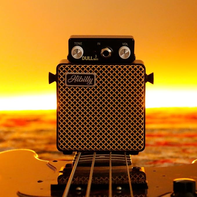 Dull3 Full-Metal Mini Bass Amplifier, Rechargeable 3W Pocket Micro Amp with Clean/Overdrive/Distortion Modes, 3" Speaker, 1200mAh Battery