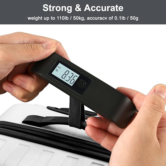 travel inspira Luggage Scale, Travel Essentials, Portable Digital Hanging Baggage Scale for Travel, Suitcase Weight Scale