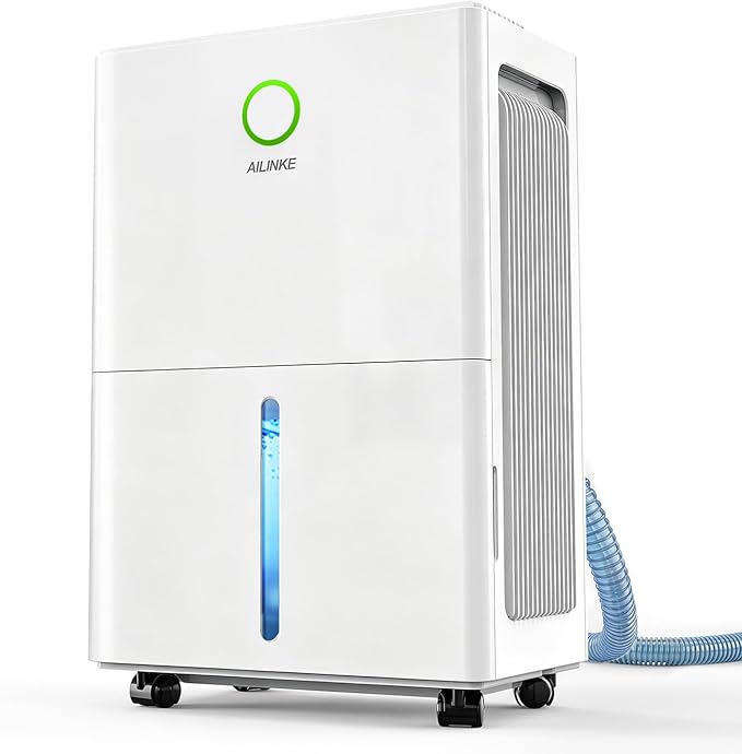 Dehumidifier for Basement with Drain Hose, Dehumidifiers for Home | 30 Pint, 2000 sq ft Coverage, Auto Humidity Control, 24H Timer, Child Lock, Washable Filter, For Bedroom Bathroom, White
