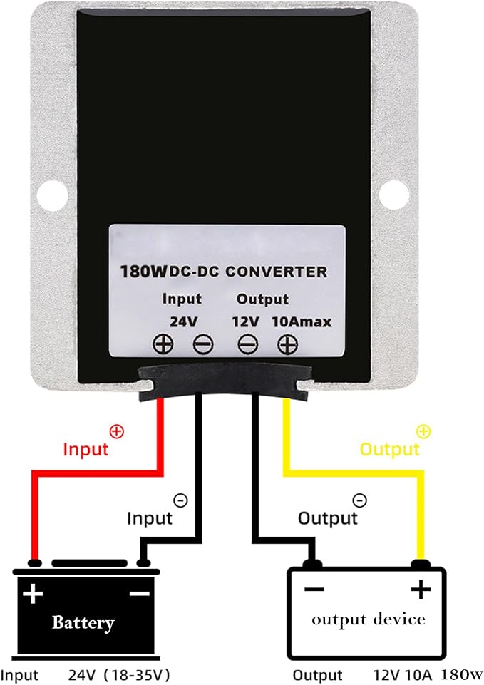 DC Converter Regulator 24V Step Down 12V 15A 180W, Waterproof Voltage Reducer, Adapter Converter Power Supply Module Buck Transformer, for Auto Car Truck Vehicle Boat Golf Cart, Forklifts