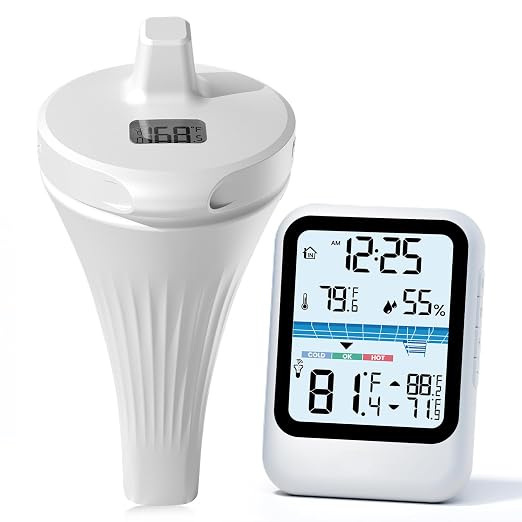 High Precision Wireless Pool Thermometer, Floating Design, Easy to Read, IP68 Waterproof, Suitable for Swimming Pool, Hot Tub, Pond, Fish Tank, Patio and Aquarium