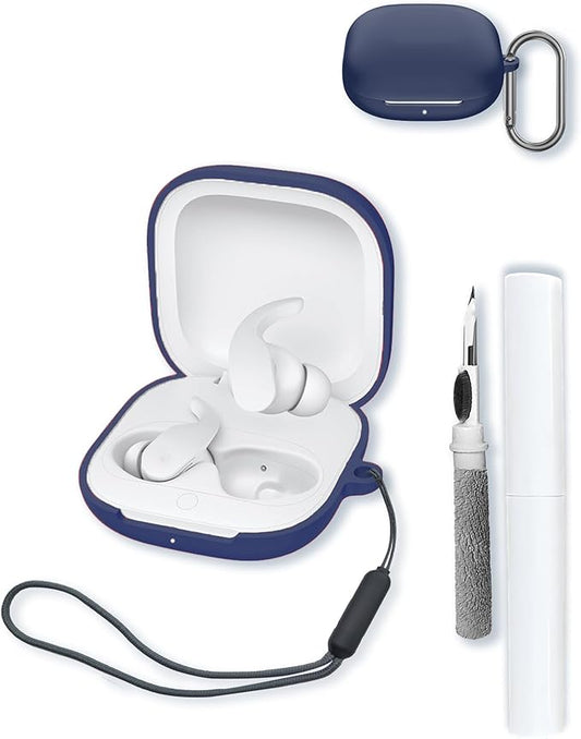 Case for Beats Fit Pro True Wireless Noise Cancelling Earbuds,Soft Protective,BOVUGAC Silicone Case Cover with Keychain & Cleaning Kit & Lanyard for Beats Fit Pro-Blue