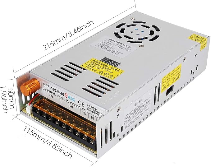 Adjustable DC Power Voltage Converter AC 110V-220V to DC 0-48V 10A Module Switching Power Supply Digital Display 480W Voltage Regulator Transformer Built in Cooling Fan