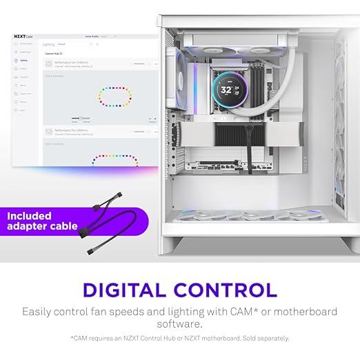 NZXT F240X Performance Single-Frame Fan - 2X 120mm PWM RGB PC Case Fans - Max Airflow & Static Pressure - Low Noise - LCP Frame & Blades - Magnetic Fluid Dynamic Bearing - 30mm Thick - White