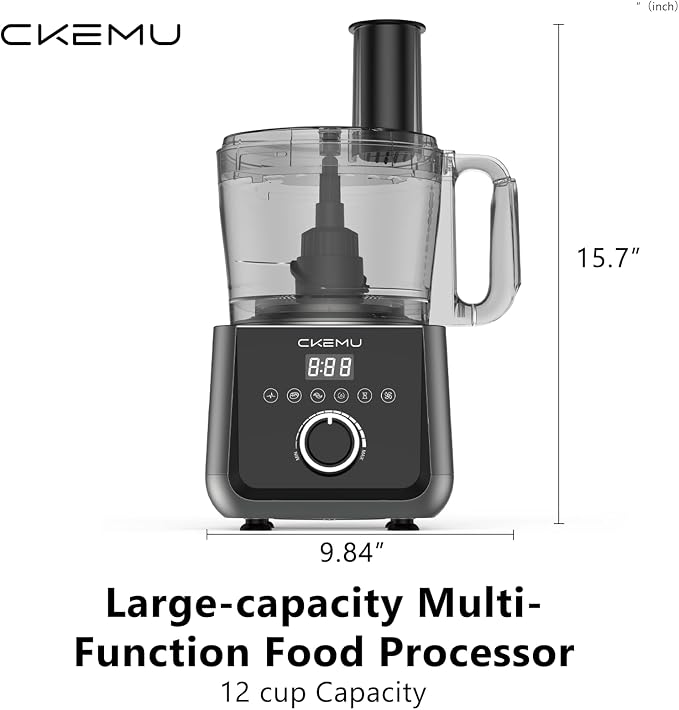 Smart Food Processor and Vegetable Chopper, 12 Cup Bowl, 6 Functions for Chopping, Slicing, French Fries, Purees & Dough, Food Chute & Pusher, Silver