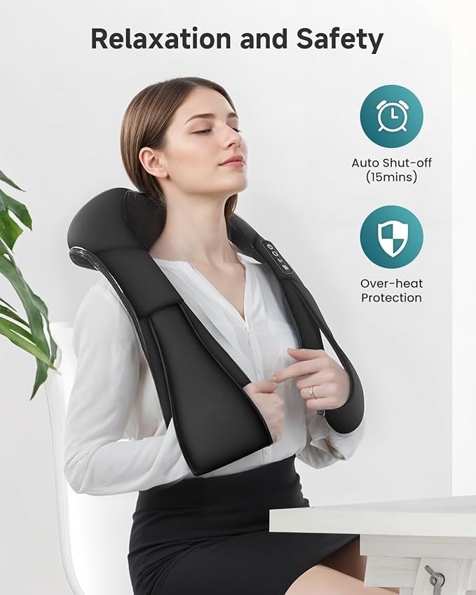 Snailax Shiatsu Back Neck Massager with Heat, Neck Shoulder Massager, Deep Kneading Massager Gifts for Mom, Dad, Mothers Day,Gifts Presents for Her,Him