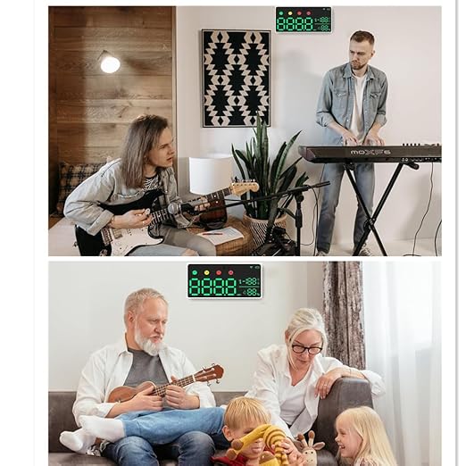 5-in-1 Decibel Meter - 30-130dB Range Wall Mount Sound Level Meter, Large LED Display Noise, Temperature & Humidity, Time Measurement Meter for Home, Classroom, Wall Hanging Sound Decibel Meter