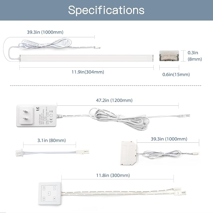 V4light Under Cabinet LED Lighting, 6 Pack Ultra Slim Aluminum Light Bars, Plug-in Kitchen Lights with Touch Dimmer, Dimmable 2700K–6500K, Linkable for Closet, Shelf, Display Cabinet