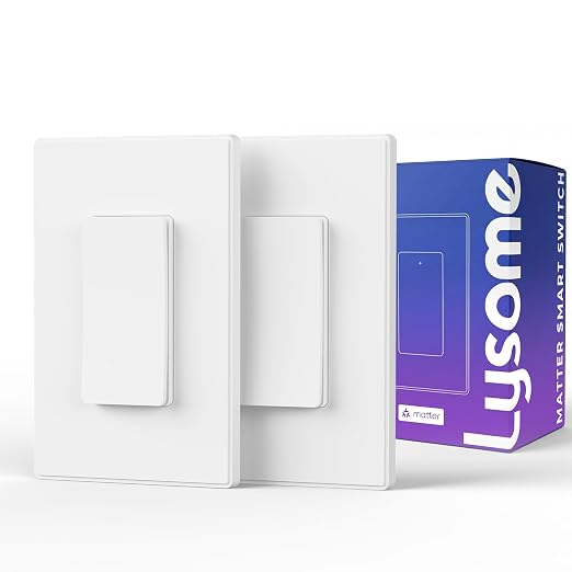Matter Smart Light Switch, Voice Control Smart Wall Switches Compatible with Alexa & Google Assistant, Timer Schedule, Neutral Wire Required, Single Pole, 2.4GHz Wi-Fi, White, 2 Pack