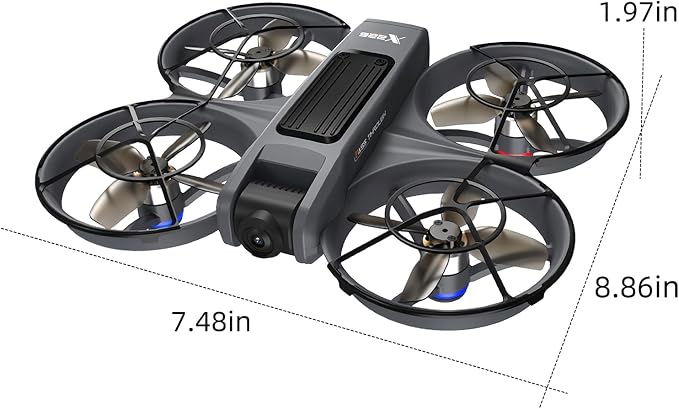 VR FPV Hobby Drone with VR Goggles, Optical Flow Positioning, Dual Batteries, One Key Takeoff/Landing, APP Control, Brushless Motor, Beginner-Friendly Quadcopter with Propeller Guards, Altitude Hold, Dual Cameras & LED Night Lights, a first-person view