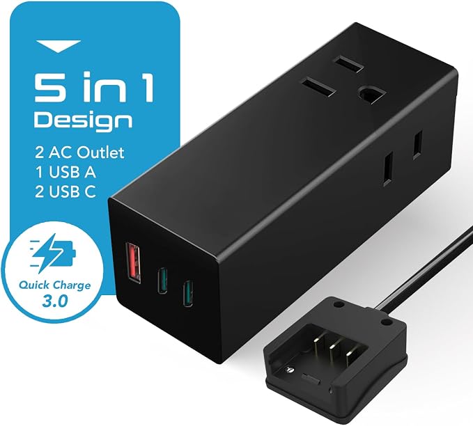 Ceptics 65W World Travel Adapter 3 USB Ports PD 3.0 Ultra Compact Charger 2 US Outlets [GaN Tech], Quick Type C, Charge Laptops, Cellphones in Europe, Asia, Africa, America and More