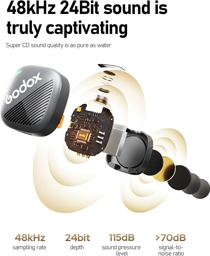 GODOX Cube-C Combo Kit2 Wireless Lavalier Microphone for iPhone/Android/Camera/PC/with USB-C Plug,48kHz/24bit,1000ft Range,Noise Cancellation,40H Battery Life,for Vlogging, Tiktok,Streaming (Cube-C)