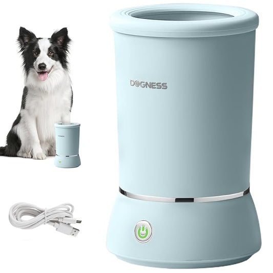 DOGNESS W01 Automatic Dog Paw Cleaner for Small to Medium Dogs (Light Blue) | Original Design | Premium Thick Materials | Rechargeable