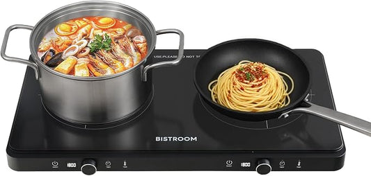 Double Induction Cooktop: Apartment-Friendly Dual Burner with Precision Temp Control (140°F-460°F) – No Breaker Trips, Perfectly Seared Steak & Never-Burnt Eggs