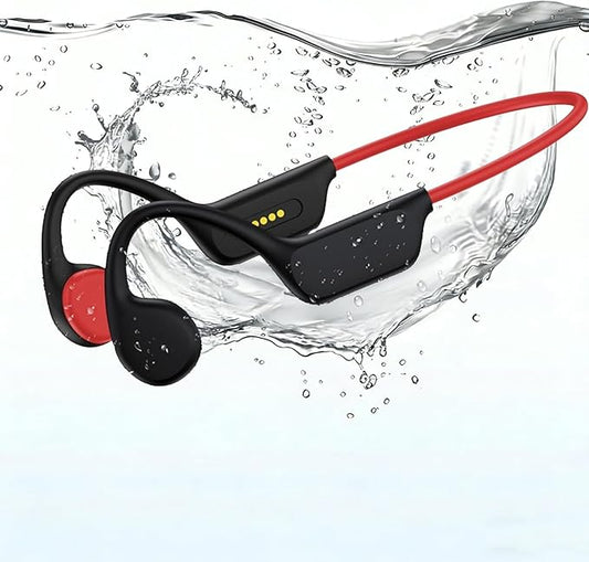 Swimming Headphones, IPX8 Waterproof Bone Conduction Headphone Wireless Underwater Earbuds with 32GB Memory for Swimming, Cycling, Marathon