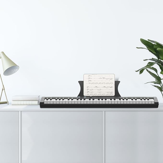 61 Key Portable Electronic Keyboard Piano with Holder,Pedal,Recharge,Note Stickers， for Beginners