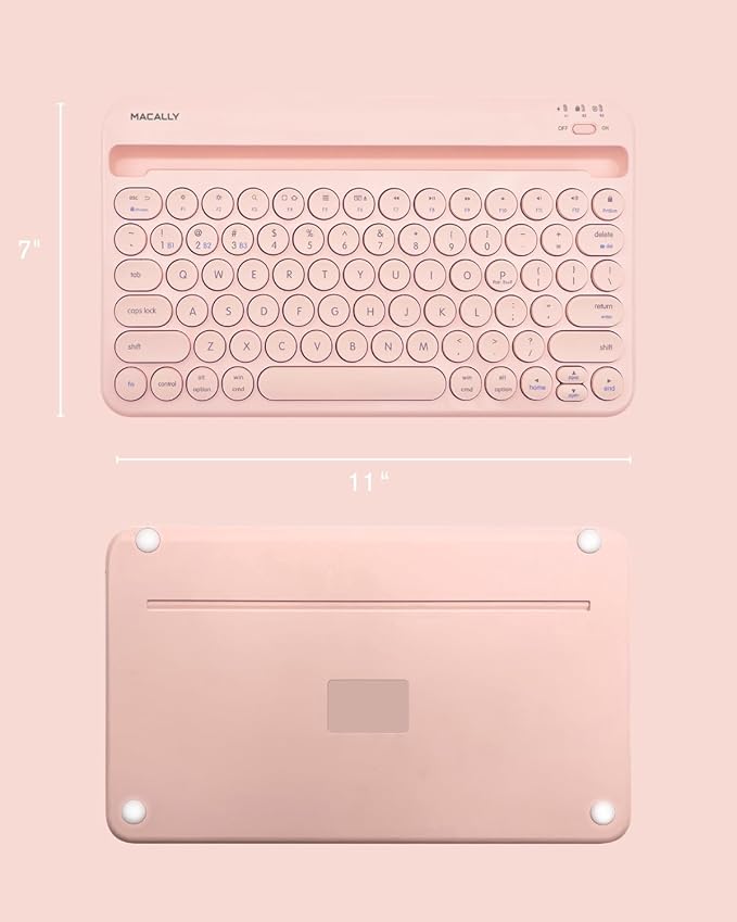 Macally Bluetooth Keyboard for iPad | Wireless Keyboard for Tablet, iPhone (Multi-Device, Built-in Stand, Rechargeable) Easy to Use and Cute Portable
