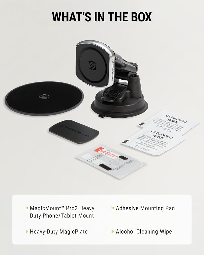 Scosche MP2WDHD MagicMount™ Pro2 Heavy Duty, Extra-Strong Suction Cup Cell Phone Mount, Windshield/Dashboard Magnetic Phone Holder with Anti-Shake Stabilizer for iPhone, Android, Tablet, Car, Truck