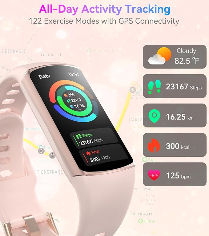 Smart Watch Fitness Tracker with 24/7 Heart Rate, Blood Oxygen Blood Pressure Monitor Sleep Tracker 120 Sports Modes Activity Trackers Step Calorie Counter IP68 Waterproof for Andriod iPhone Women Men