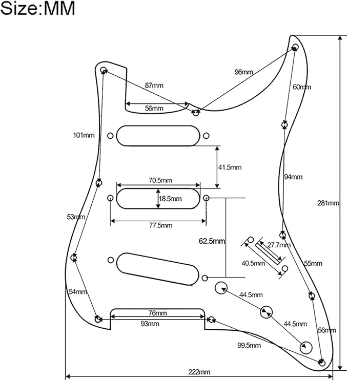 SAPHUE Prewired ST Pickguard Coil Pickups Adjustable Big Screws Loaded Electric Guitar Pickguard for Fender Strandard Straocaster Guitar Parts (SSS,Black)