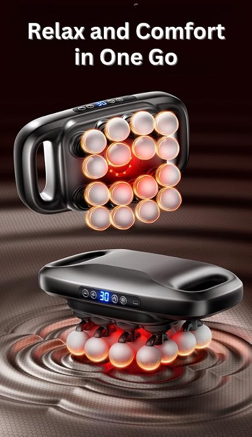 LEVILO 16 Head Massage Gun Deep Tissue – Back Massager for Pain Relief Deep Tissue - 16 Ball Massager for Back, Neck, Shoulder, Recovery - Percussion Massage Gun – Ideal Gift for Men & Women