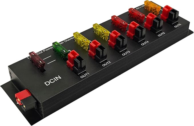 1 in 6 Connector Power Divider Power Board 40Amp Power Pole Distribution Block Module Powerpole Distribution Block Connector Power Splitter Distributor Source Strip
